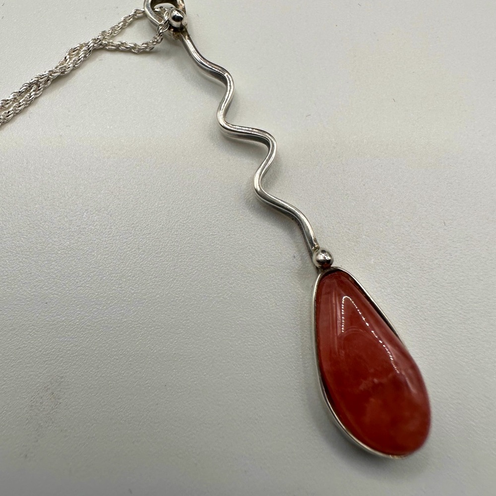 Stunning 925 Silver Earrings&Pendant&Necklace Set Argentine Rhodochrosite Stones - Picture 3 of 10